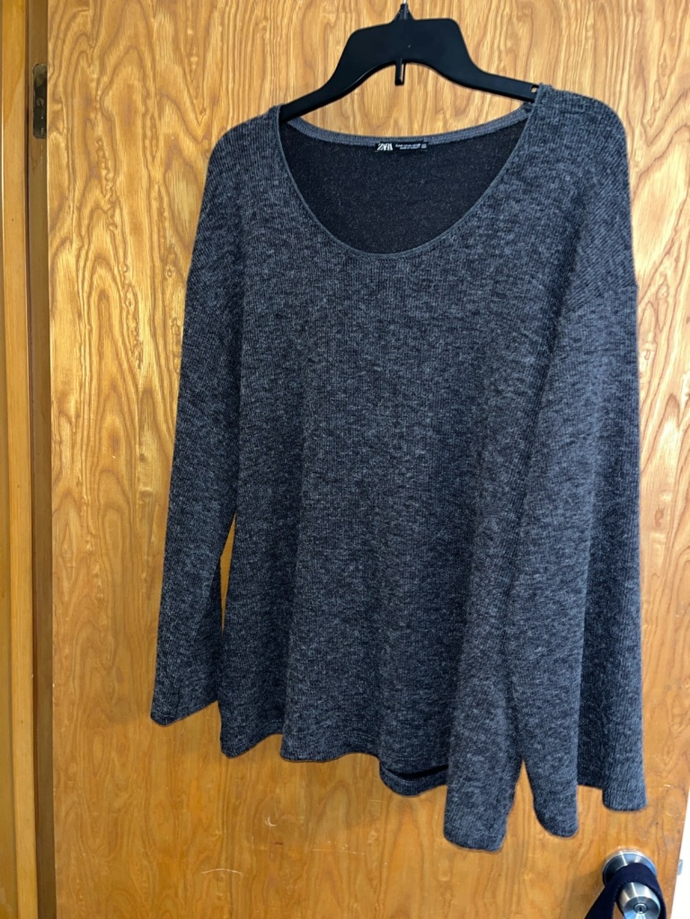 Zara Charcoal Scoop Neck Knit Top
